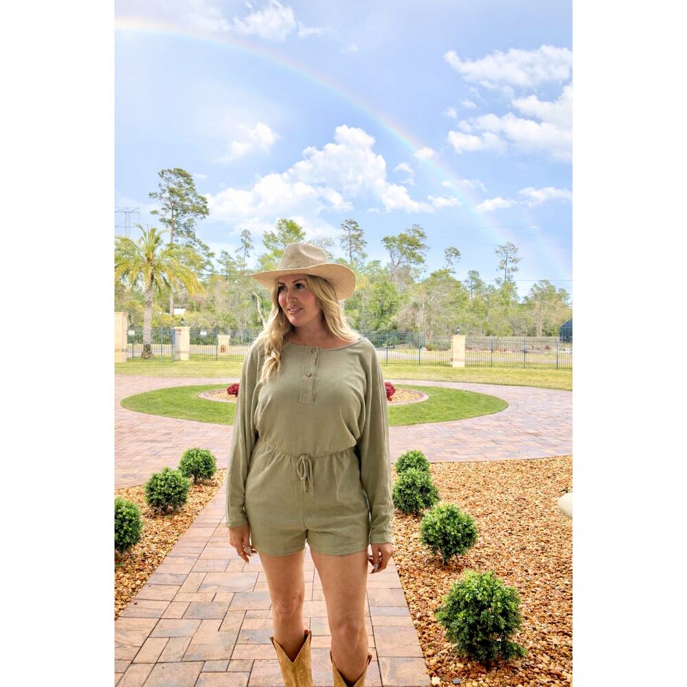 Green Boho Chic Romper by She & Sky NWT